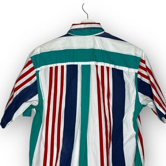 Sears Roebuck And Co 100% Cotton Striped Shirt Vintage Streetwear 90s Size Med - Picture 7 of 16